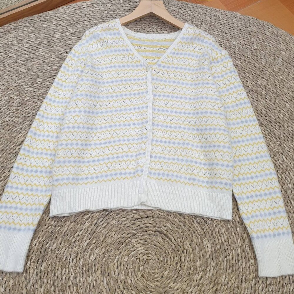 Pastel Stripe Knit Cardigan Button Up Soft Sweater 🌼